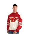Starter Men'sâ Cream/red Calgary Flames Defense Fleece Crewneck Pullover Sweatshirt In Multi