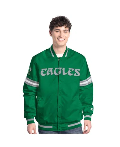 Starter Men's Green Philadelphia Eagles Vintage Scout Full-snap Varsity Jacket