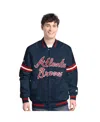 Starter Men'sâ Navy Atlanta Braves Scout Full-snap Varsity Jacket In Blue