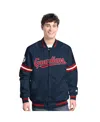Starter Men's Navy Cleveland Guardians Scout Full-snap Varsity Jacket In Black