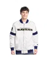 Starter Men'sâ White Baltimore Ravens Scout Full-snap Varsity Jacket In White