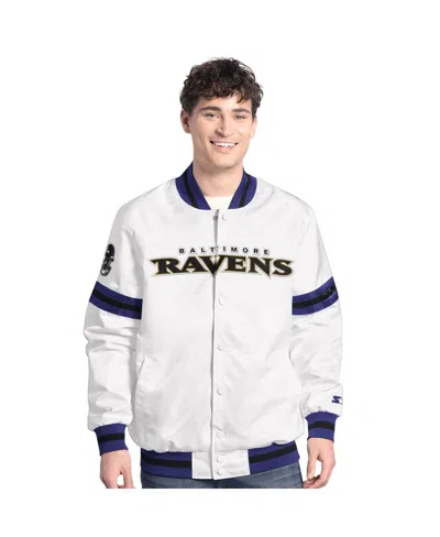 Starter Men'sâ White Baltimore Ravens Scout Full-snap Varsity Jacket