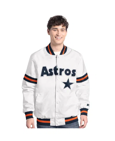 Starter White Houston Astros Cooperstown Scout Full-snap Varsity Jacket In Yellow