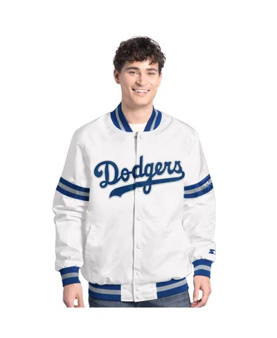 Starter Men's White Los Angeles Dodgers Cooperstown Scout Full-snap Varsity Jacket