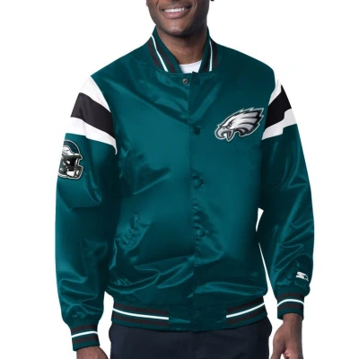 Starter Midnight Green Philadelphia Eagles Satin Full-snap Varsity Jacket