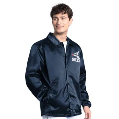 Starter Navy Chicago White Sox Cooperstown Collection Point Man Full-snap Coaches Jacket In Blue
