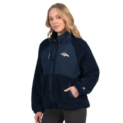 Starter Navy Denver Broncos On The Ball Sherpa Jacket In Blue