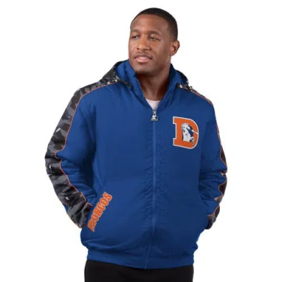 Starter Navy Denver Broncos Thursday Night Gridiron Full-zip Hoodie Jacket In Navy,gray