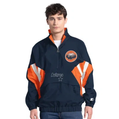 Starter Navy Houston Astros Cooperstown Chief Half-zip Pullover In Blue