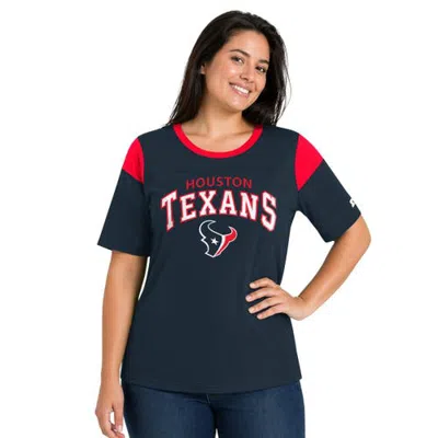 Starter Navy Houston Texans Plus Size Linebacker Slub T-shirt In Blue