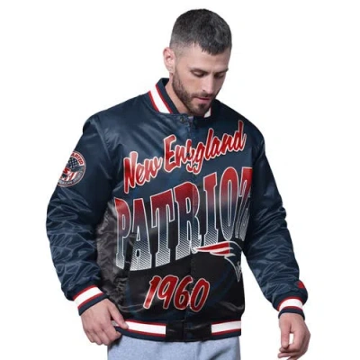 Starter Navy New England Patriots Pass Rush Varsity Full-snap Jacket In Blue