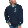Starter Navy Seattle Mariners Secret Weapon Satin Full-snap Jacket In Navy