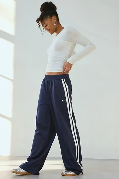 Starter Side-stripe Wide-leg Track Pant In Navy, Women's At Urban Outfitters