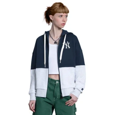 Starter Navy/heather Gray New York Yankees Wishbone Full-zip Hoodie
