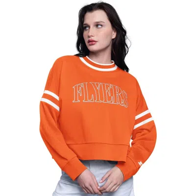 Starter Orange Philadelphia Flyers Power Play Cropped Pullover Sweatshirt