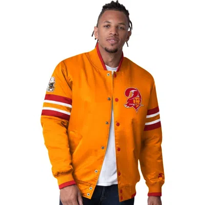 Starter Orange Tampa Bay Buccaneers Vintage Logo Scout I Full-snap Varsity Jacket In Orange,red