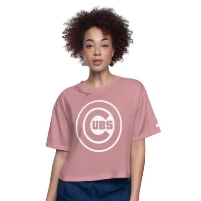Starter Pink Chicago Cubs Play The Ball Boxy Cropped T-shirt