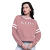Starter Pink Cincinnati Reds Power Play Cropped Pullover Sweatshirt In Pink