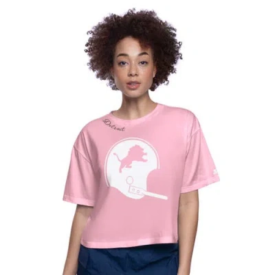 Starter Pink Detroit Lions Play The Ball Boxy Cropped T-shirt