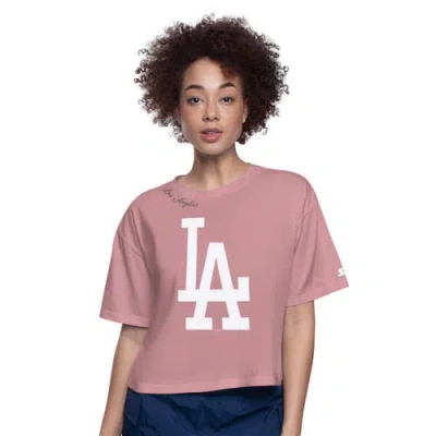 Starter Pink Los Angeles Dodgers Play The Ball Boxy Cropped T-shirt