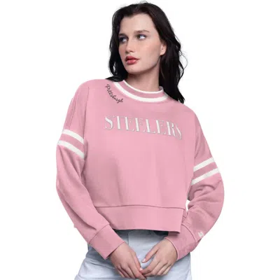 Starter Pink Pittsburgh Steelers Power Play Cropped Pullover Sweatshirt