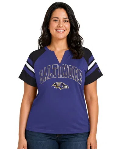 Starter Plus Size Chicago Bears Game On Notch Neck Raglan T-shirt In Purple