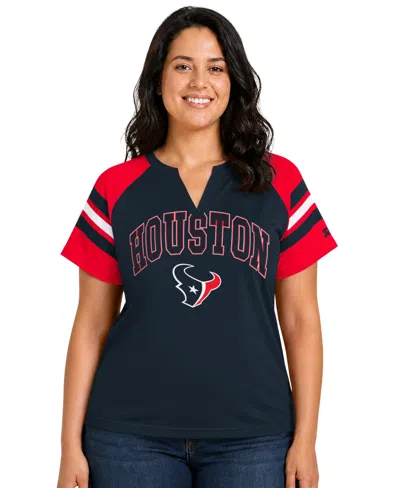 Starter Plus Size Houston Texans Game On Notch-neck Raglan T-shirt In Multi