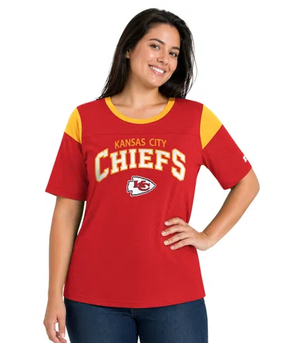 Starter Plus Size Kansas City Chiefs Slub Colorblock T-shirt In Red