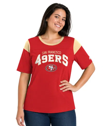 Starter Plus Size San Francisco 49ers Linebacker Colorblock T-shirt In Red