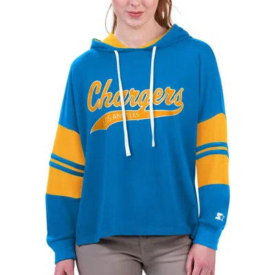 Starter Powder Blue Los Angeles Chargers Bump And Run Long Sleeve Hoodie T-shirt In Multi