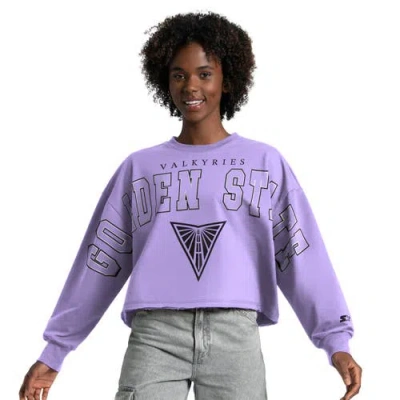 Starter Purple Golden State Valkyries Bleachers Cropped Drop Shoulder Sweatshirt