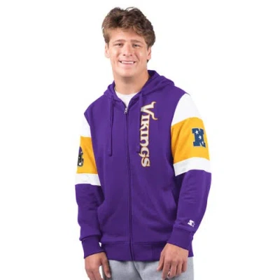 Starter Purple Minnesota Vikings Extreme Full-zip Hoodie In Purple,yellow