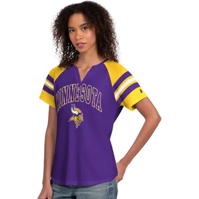 Starter Purple Minnesota Vikings Game On Notch Neck Raglan T-shirt