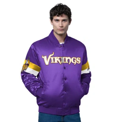 Starter Purple Minnesota Vikings Triple Option Satin Varsity Full-snap Jacket