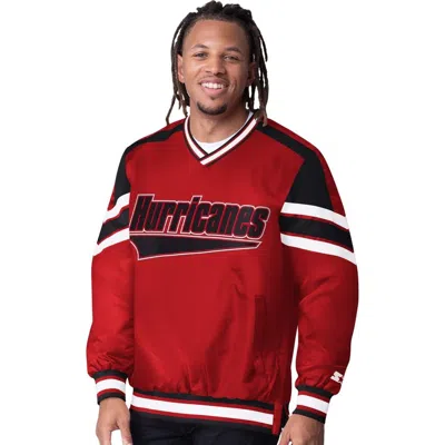 Starter Red Carolina Hurricanes Reliever V-neck Pullover Jacket