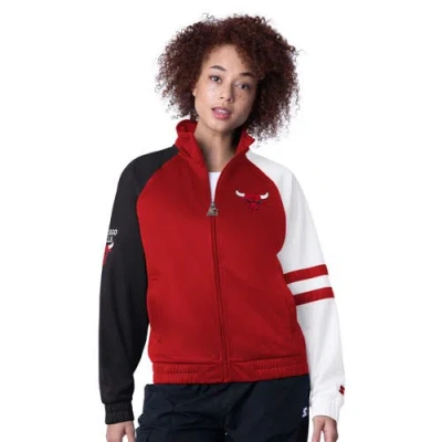 Starter Red Chicago Bulls Line Up Dolman Raglan Full-zip Track Jacket