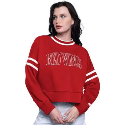 Starter Red Detroit Red Wings Power Play Cropped Pullover Sweatshirt In Purple