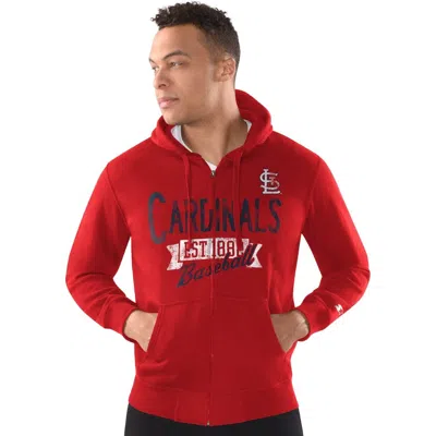 Starter Red St. Louis Cardinals Distressed Full-zip Hooded Jacket