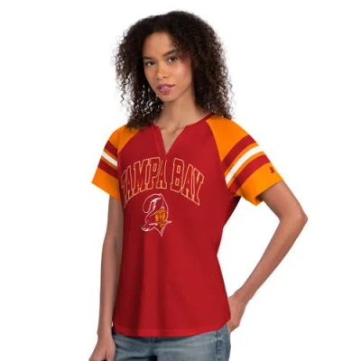 Starter Red Tampa Bay Buccaneers Game On Notch Neck Raglan T-shirt