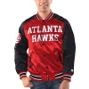 STARTER STARTER RED/BLACK ATLANTA HAWKS RENEGADE SATIN FULL-SNAP VARSITY JACKET