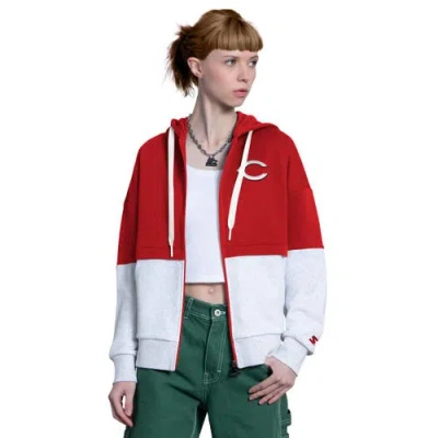 Starter Red/heather Gray Cincinnati Reds Wishbone Full-zip Hoodie