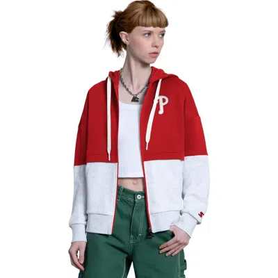 Starter Red/heather Gray Philadelphia Phillies Wishbone Full-zip Hoodie
