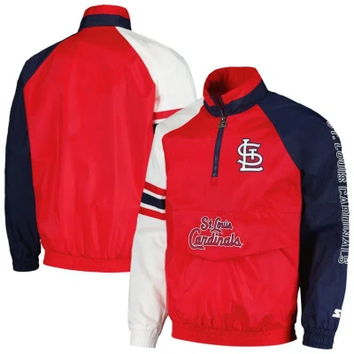 Starter Red/navy St. Louis Cardinals Elite Raglan Half-zip Jacket