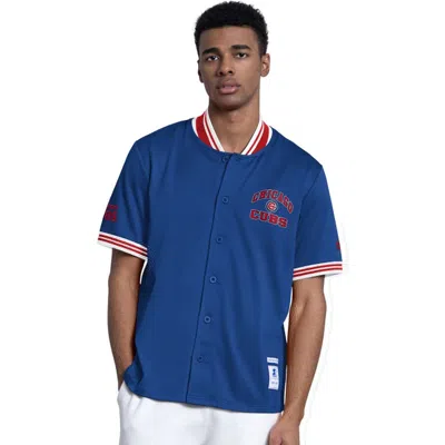 Starter Royal Chicago Cubs Button-up Short Sleeve Jacket In Blue