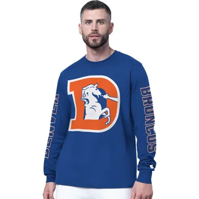 Starter Royal Denver Broncos Clutch Hit Ii Vintage Logo Long-sleeve T-shirt In Blue