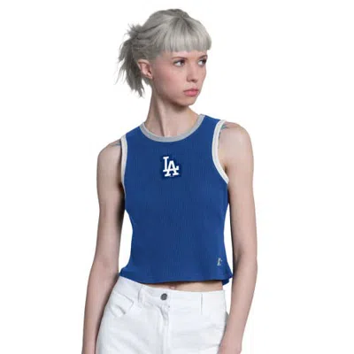 Starter Royal Los Angeles Dodgers Cooperstown Play The Ball Cropped Tank Top In Blue