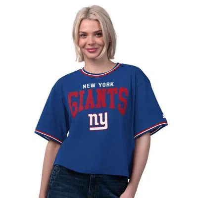 Starter Royal New York Giants Ace Cropped T-shirt In Blue