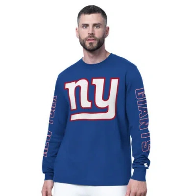 Starter Royal New York Giants Clutch Hit Ii Long-sleeve T-shirt In Blue