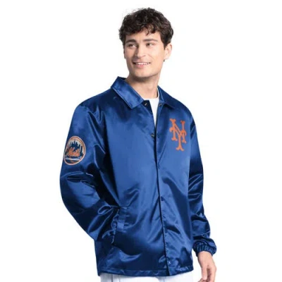 Starter Royal New York Mets Cooperstown Collection Point Man Full-snap Coaches Jacket In Blue