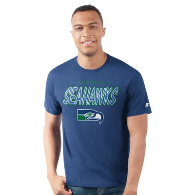 Starter Royal Seattle Seahawks Prime Time T-shirt In Blue